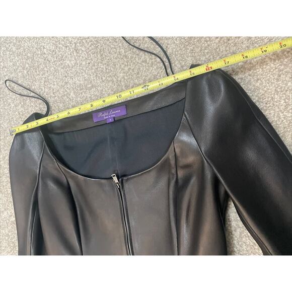 Ralph Lauren Collection Purple Label Leather Jacket Black Off Shoulder Runway 6 - Picture 15 of 16